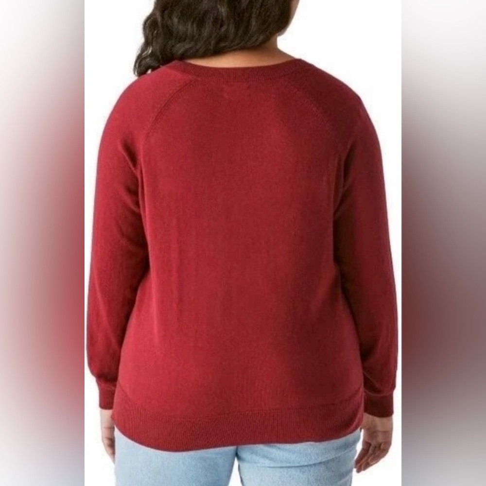 Lucky Brand Long Sleeves V Neck Sweater Size XXL Pomegranate Color New - Picture 3 of 11